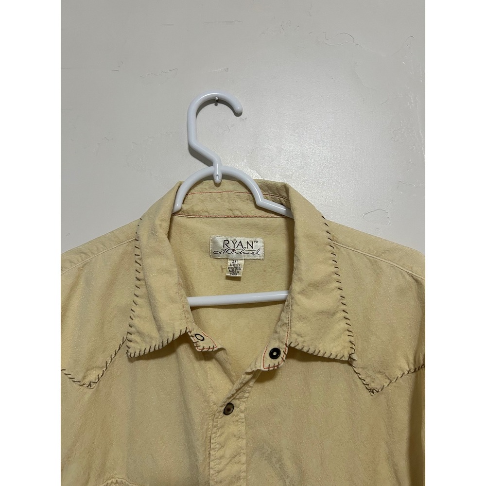 Ryan Michael Mens Silk Cotton Western PearlSnap Shirt Wheat Paisley Jacquard XXL - Picture 4 of 10